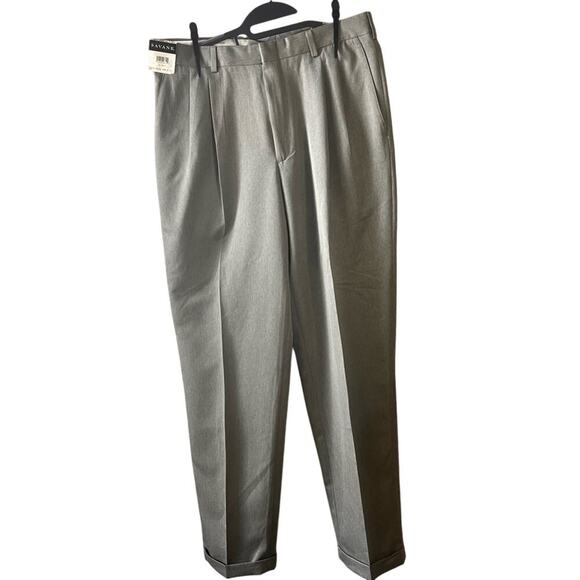 NWT Savane Trousers‎ Pants Tan Pleated Side Slid and Back Pockets Men’s 34/34 - Picture 1 of 8